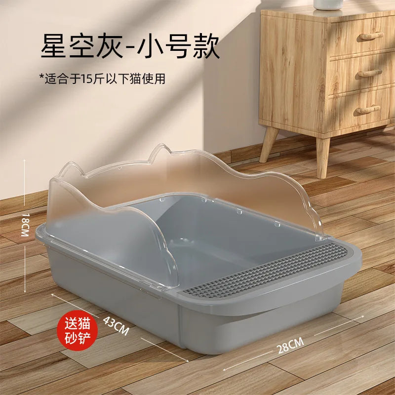 Semi-Enclosed Cat Litter Box