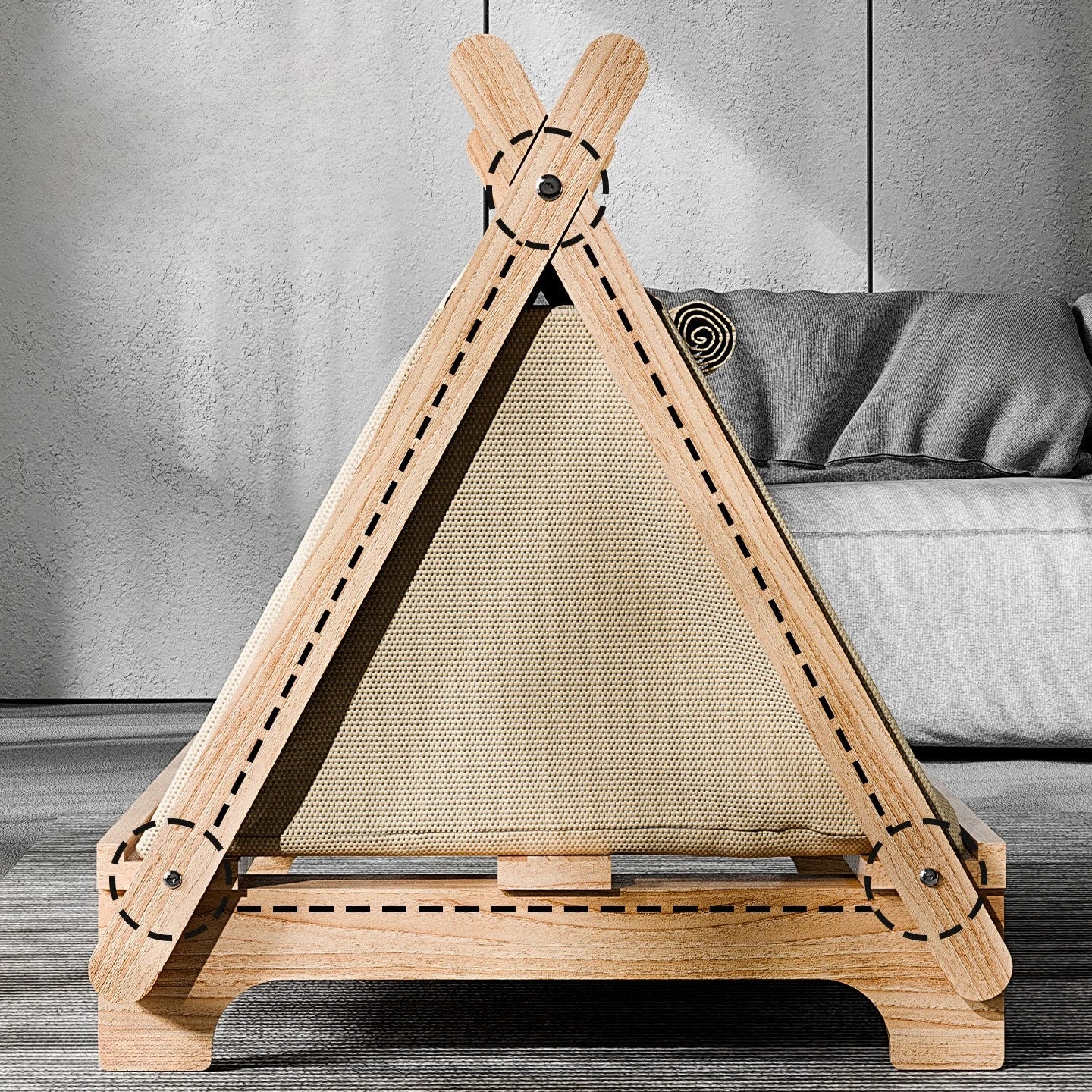 Wooden Window Cat Tent Bed