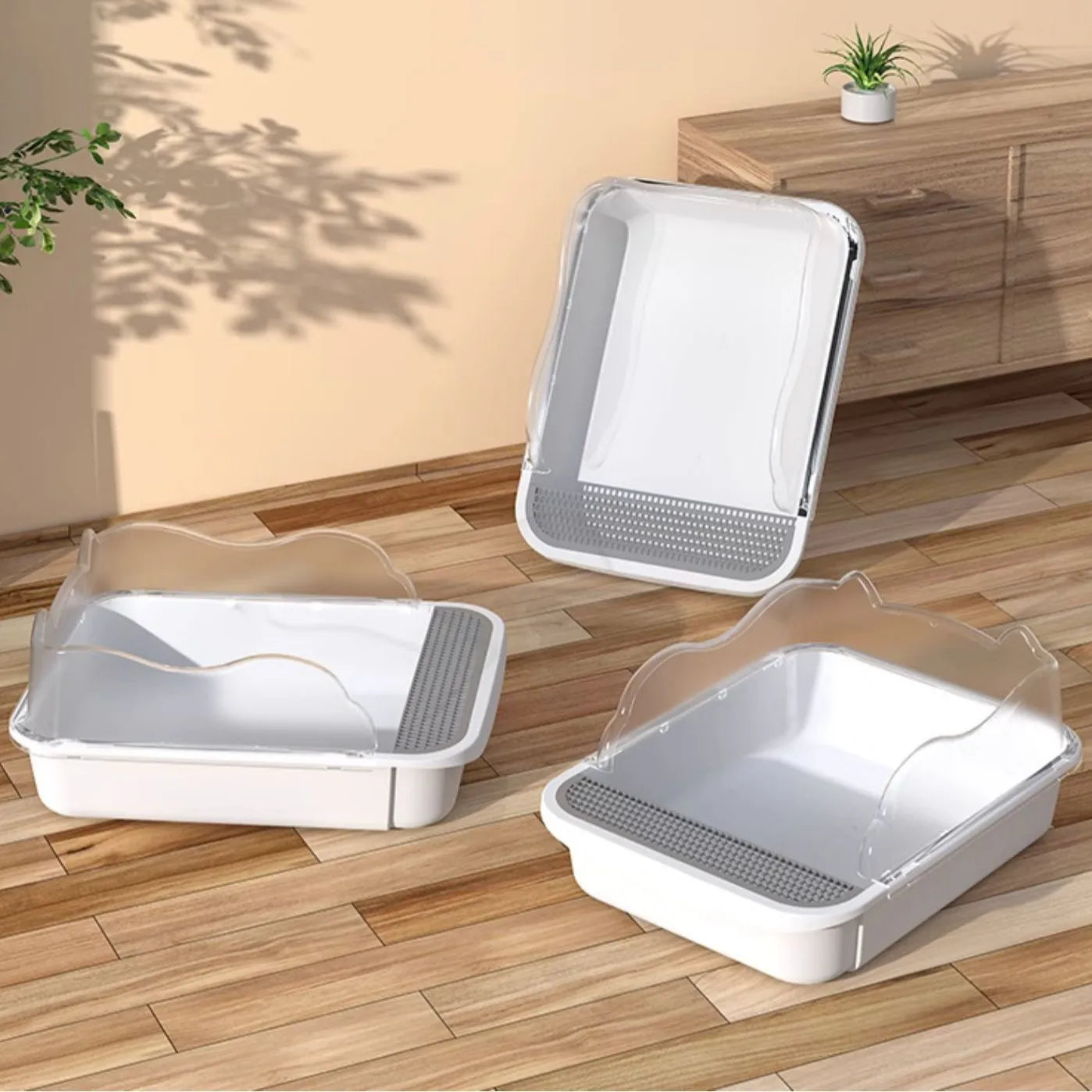 Semi-Enclosed Cat Litter Box