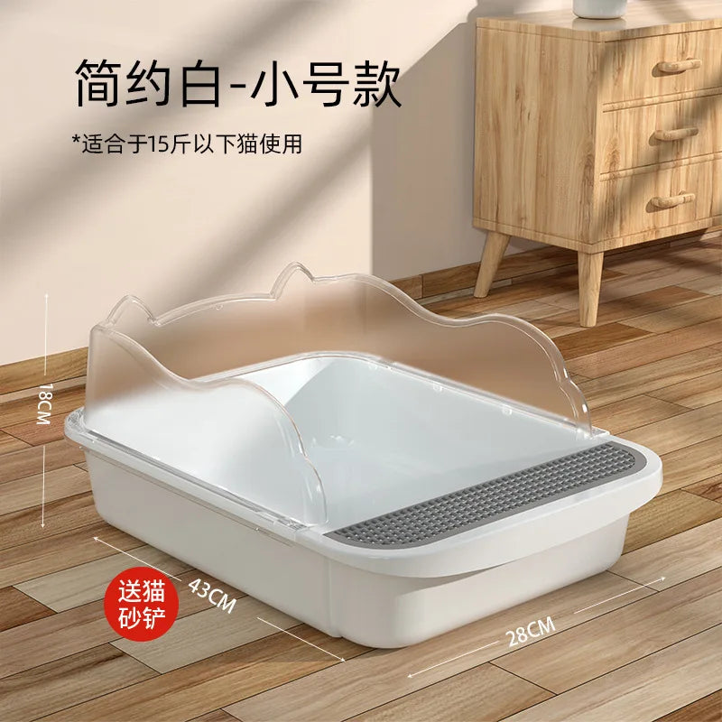 Semi-Enclosed Cat Litter Box