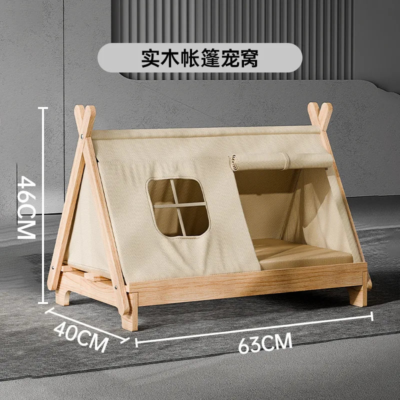 Wooden Window Cat Tent Bed