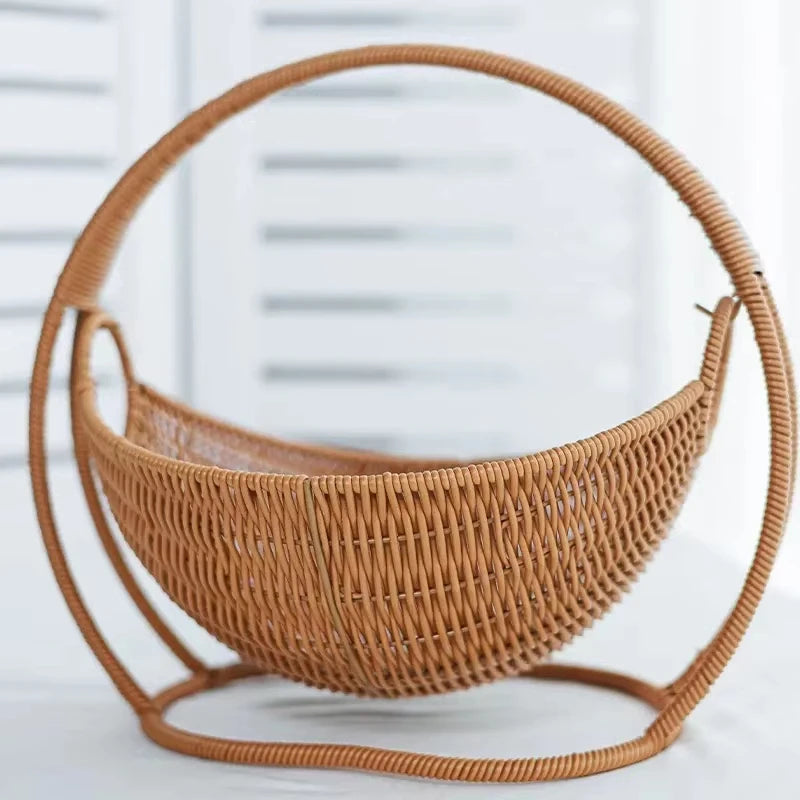 Faux Rattan Cat Basket Bed