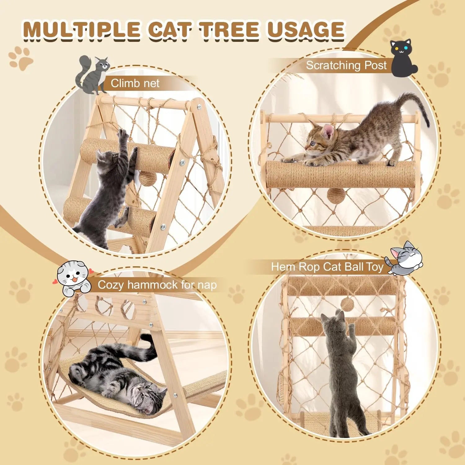Solid Wood Cat Tree Tower