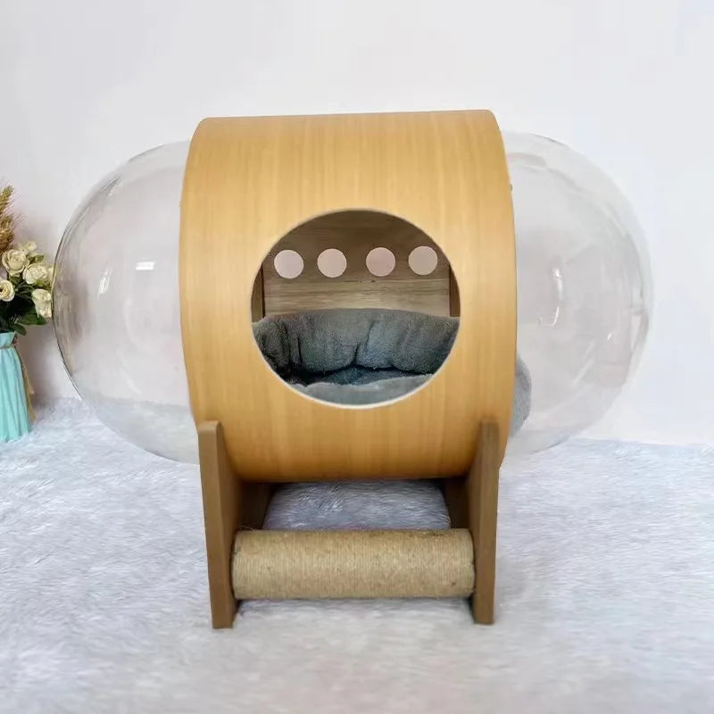 Wooden Capsule Cat House