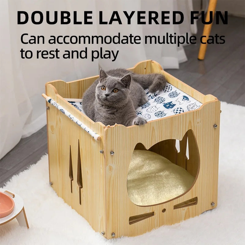 Stackable Wooden Cat House