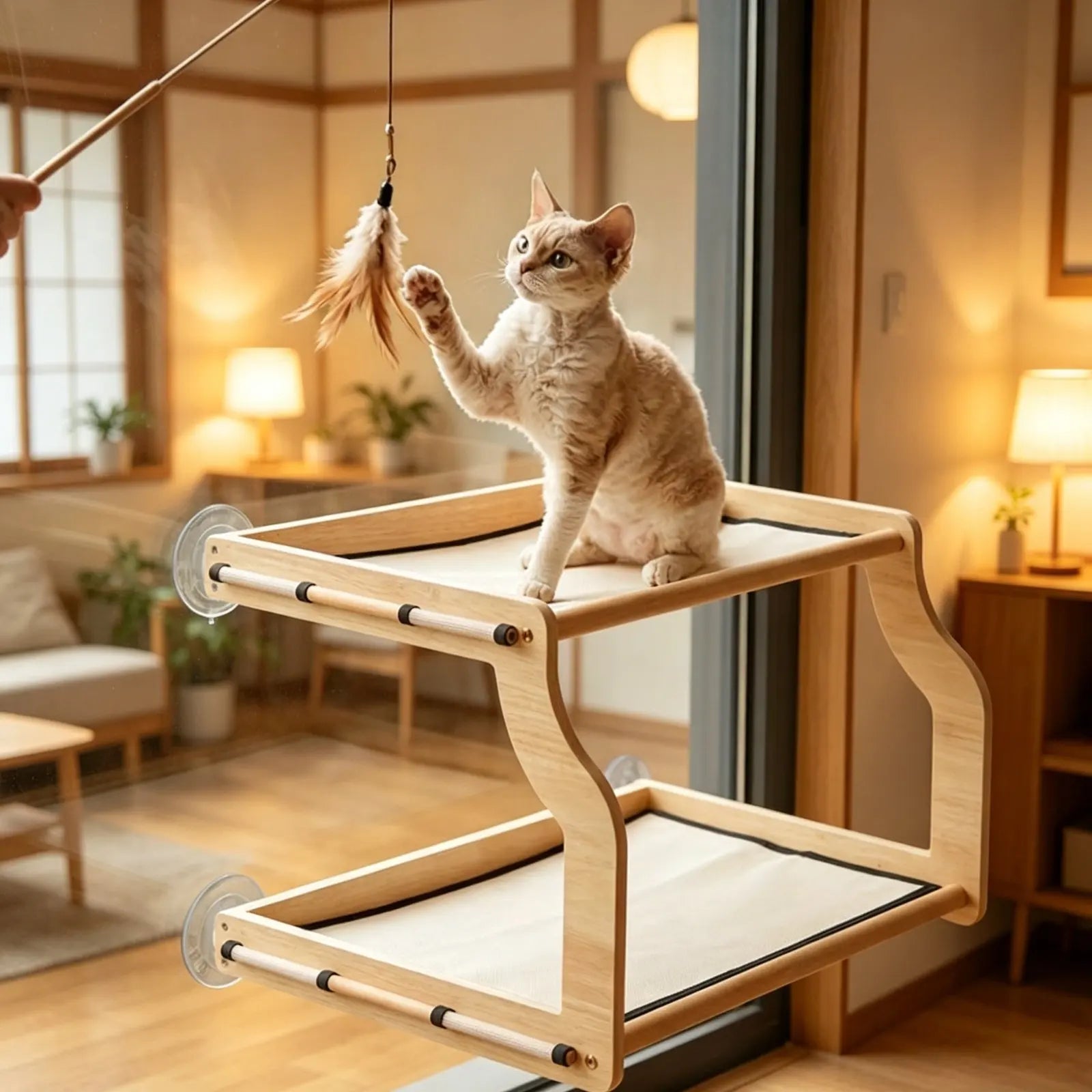 Window-Mounted Cat Perch Bed